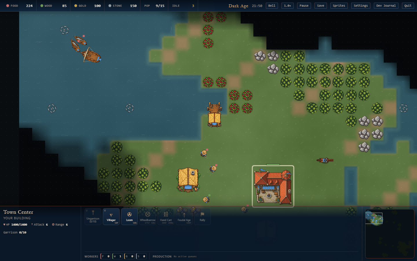 Village et terrain texturé dans Petit Empire 2.19.1