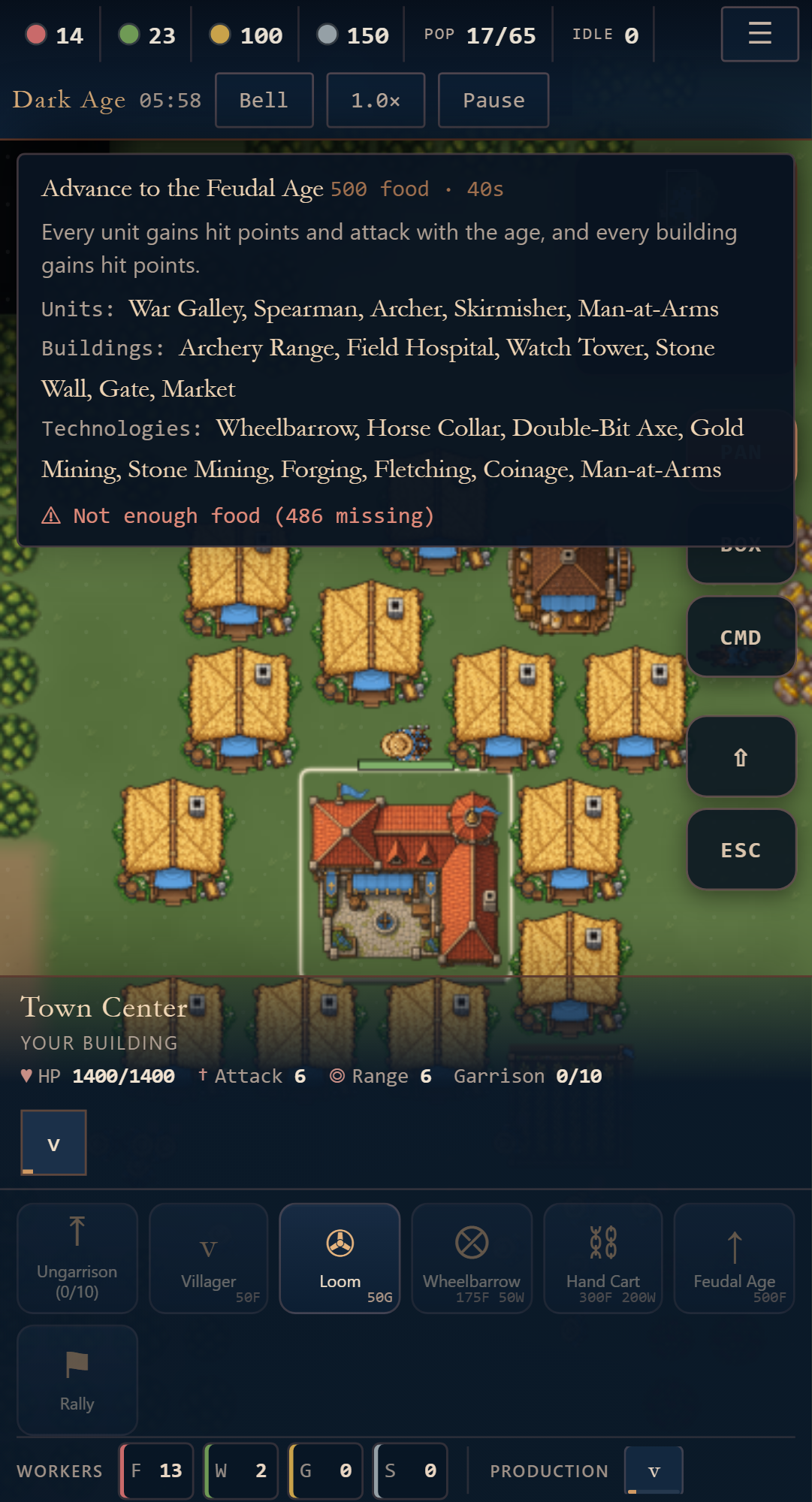 Une carte de commande maintenue affiche ses statistiques dans Petit Empire 2.20